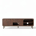 Wooden media console with geometric design and storage capacity 120 x 40 x 60cm