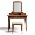 Wooden vanity set with mirror and two drawers stool included 80 x 40 x 140cm
