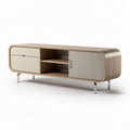 Wooden media console with storage drawers and sliding doors 160 x 45 x 50cm