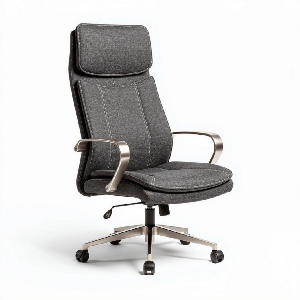 Ergonomic office chair with adjustable height and breathable fabric in dark gray