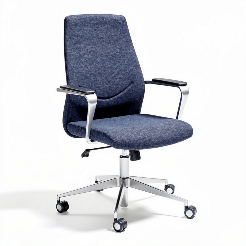 Office chair with adjustable height ergonomic design blue fabric 60 x 60 x 100cm