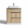 Wooden bathroom vanity cabinet with sink 80 x 50 x 85cm in natural finish