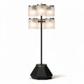 Modern floor lamp with five frosted glass shades in black finish 50 x 30 x 150cm