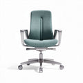 Ergonomic office chair with fabric upholstery and adjustable height in teal