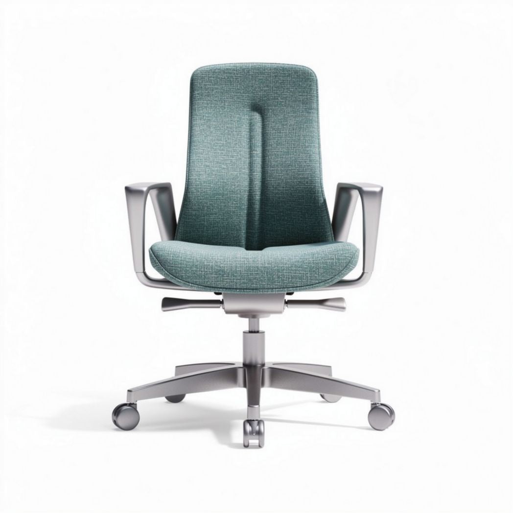 Ergonomic office chair with fabric upholstery and adjustable height in teal