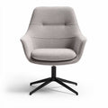 Swivel lounge chair in light gray fabric with black metal base 70 x 70 x 85cm