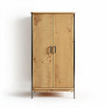 Wooden storage cabinet with metal frame for home organization 90 x 40 x 180cm